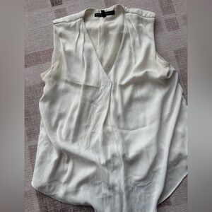 WHBM 2 Petite Altered White Sleeveless Top